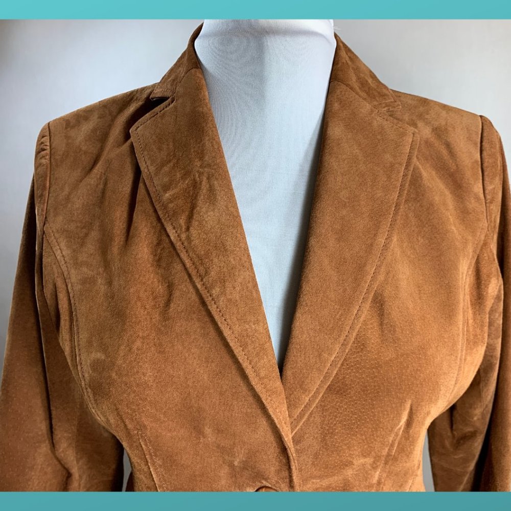 Relativity Tan Suede Button Blazer Jacket - image 3
